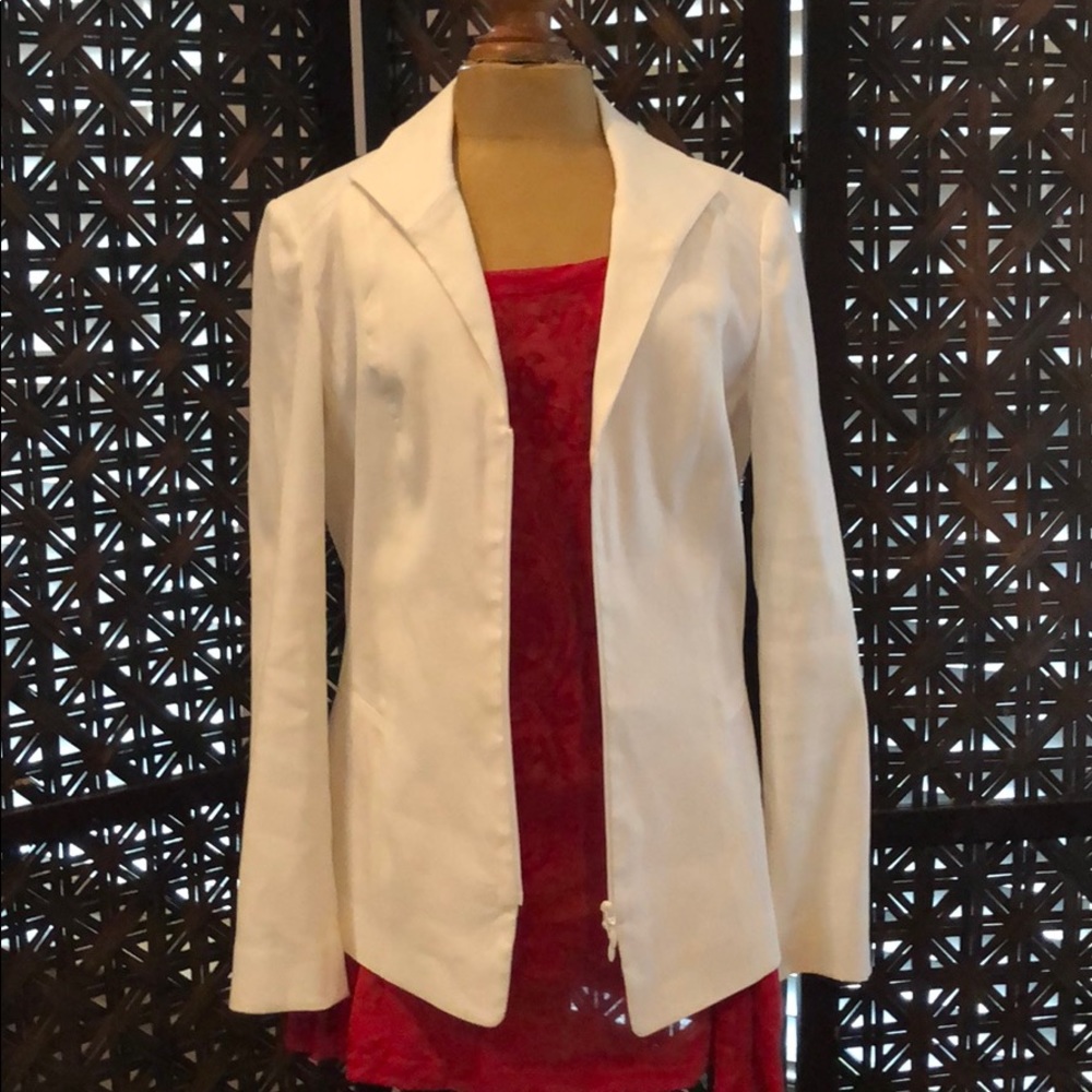 Lafayette 148 White Lined Jean Jacket